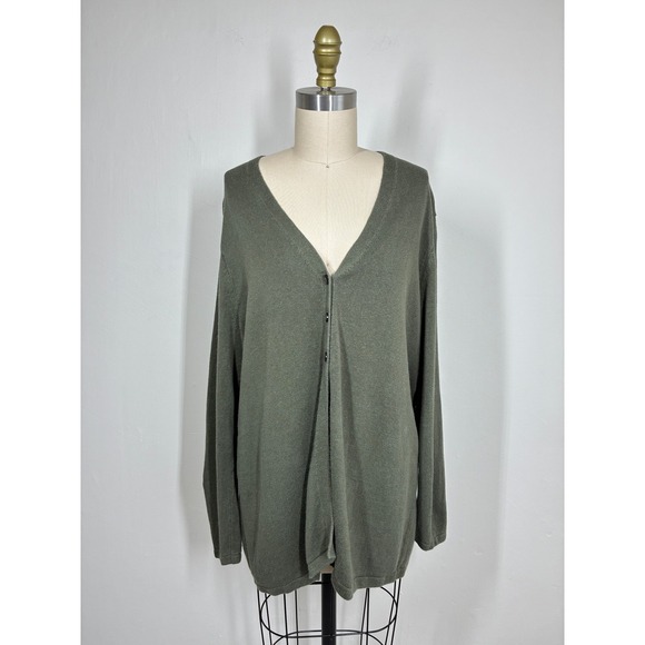 J.Jill Sweaters - J.Jill Green Linen Blend Flyaway Cardigan Sweater Large Lagenlook Coastal